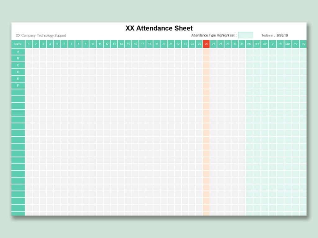 Highlight Supported Attendance Sheet