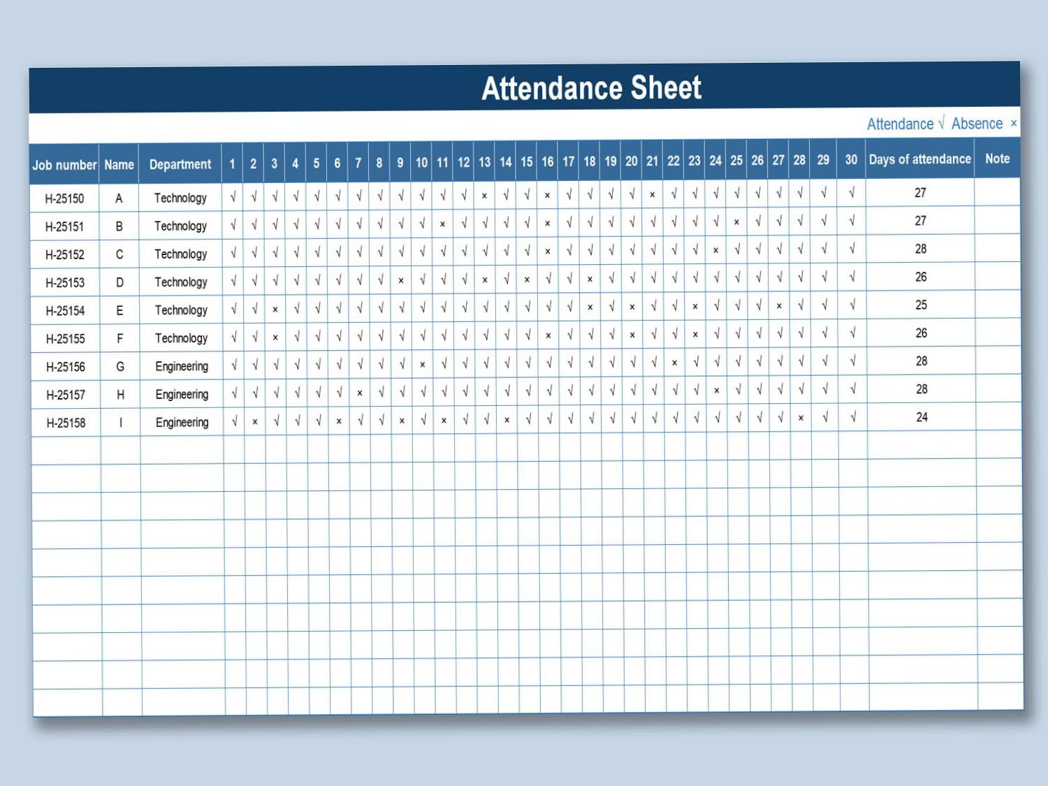 Simple Attendance Sheet