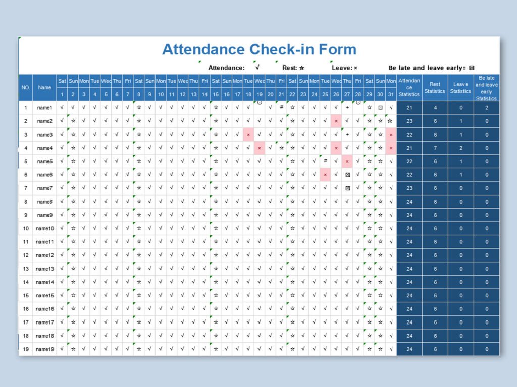 attendees Check -in form