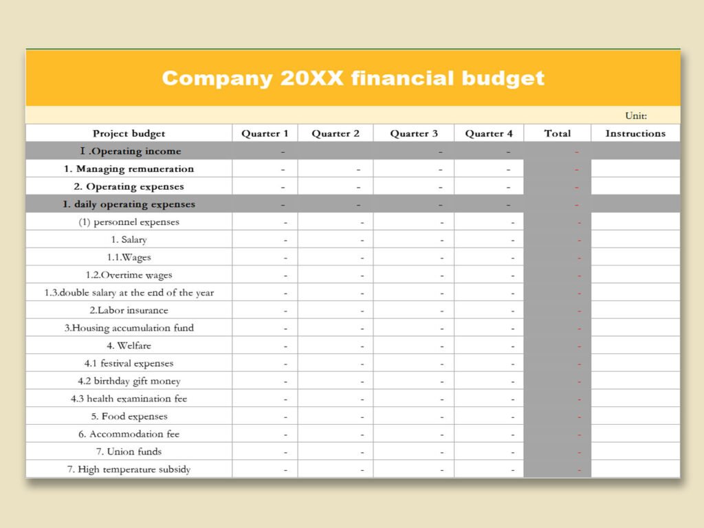 Company 20XX Financial Budget